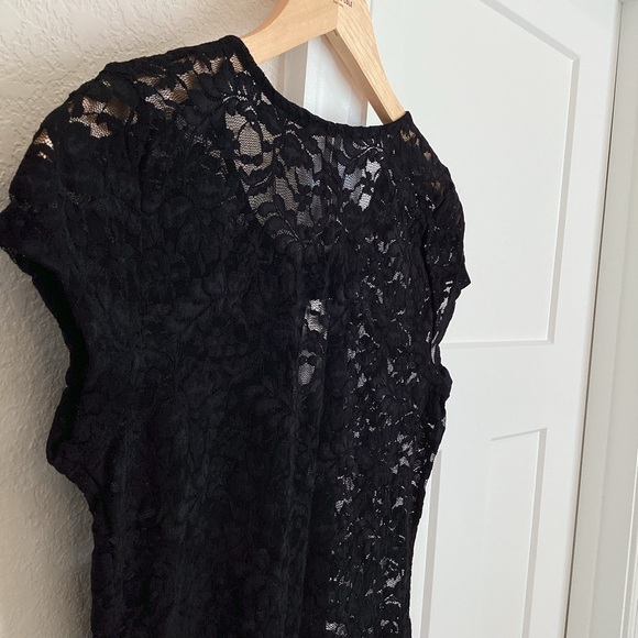 Anthropologie Crewneck Short-Sleeve Top Black Lace Tee NEW Small - Picture 11 of 15